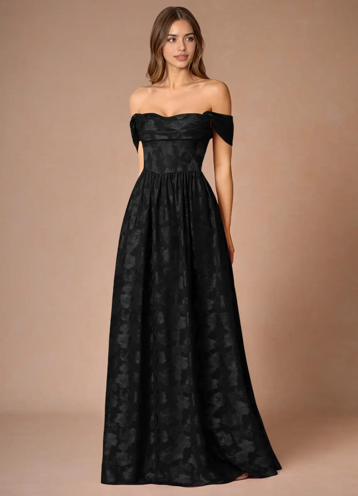 Black Jacquard A Line Square Neck Pleated Sleeveless Backless Retro Formal Dresses Elegant Affordable Prom Dress