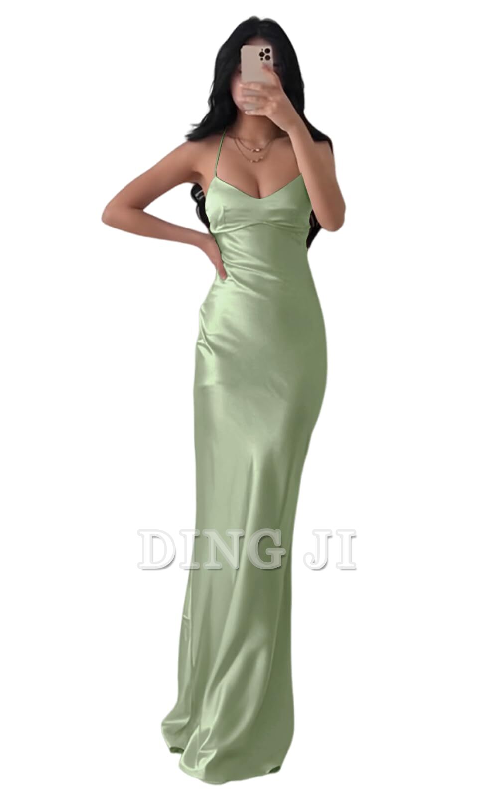 DingJiDress Bridesmaid Dresses Exquisite Spaghetti Strap Backless Long Charming Formal Wear Dresses