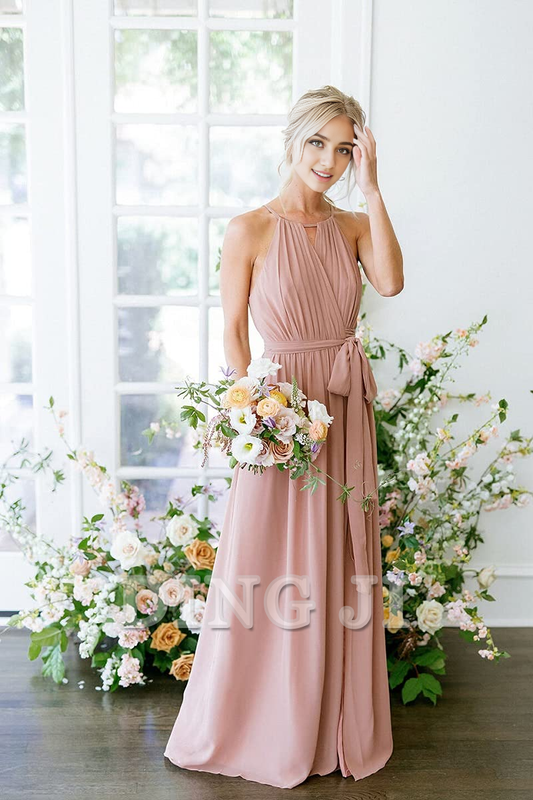 DingJiDress Bridesmaid Dresses A-Line Pleated Elegant Simple Fashion Long Formal Wear Dresses