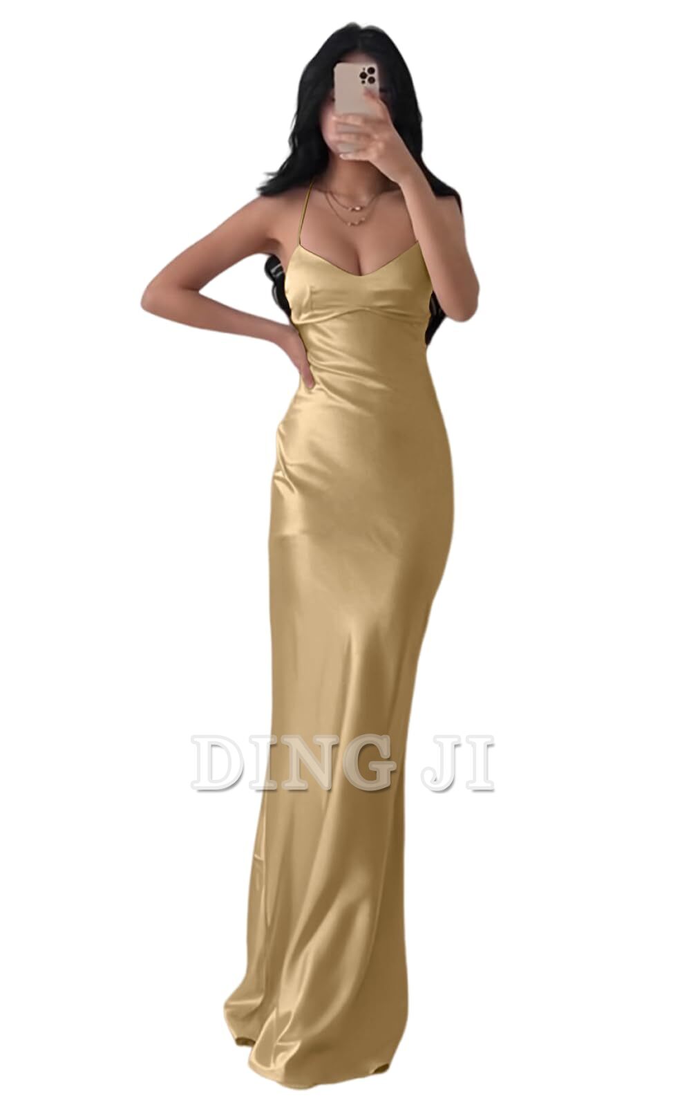 DingJiDress Bridesmaid Dresses Exquisite Spaghetti Strap Backless Long Charming Formal Wear Dresses
