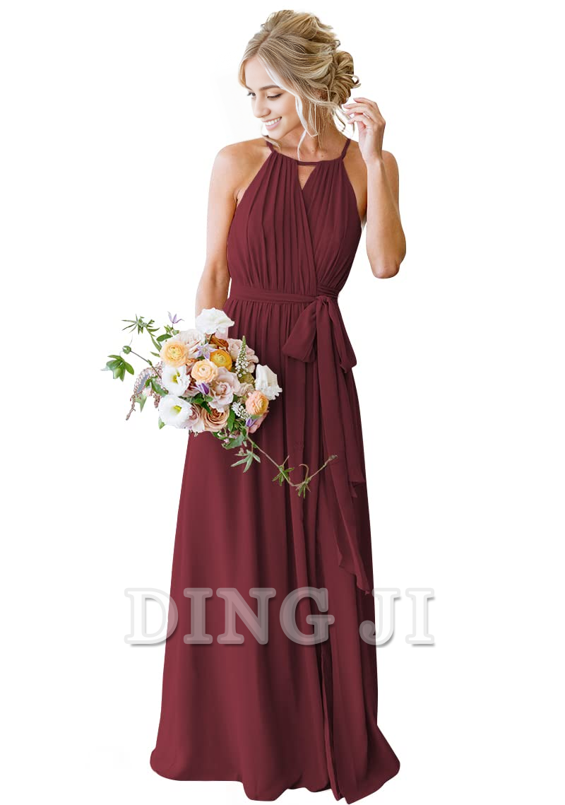 DingJiDress Bridesmaid Dresses A-Line Pleated Elegant Simple Fashion Long Formal Wear Dresses