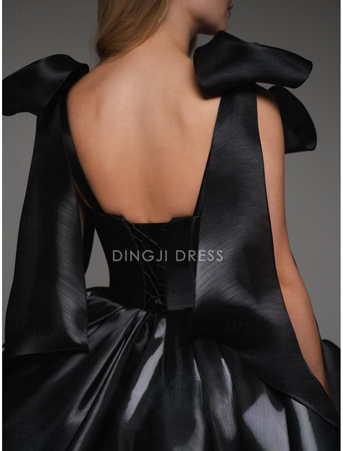 DingJiDress Hot Sale Short Prom Dress A-Line Corsets Dress Holiday Graduation Sleeveless Off Shoulder Satin with Bow(s) Cute New Homecoming Dress