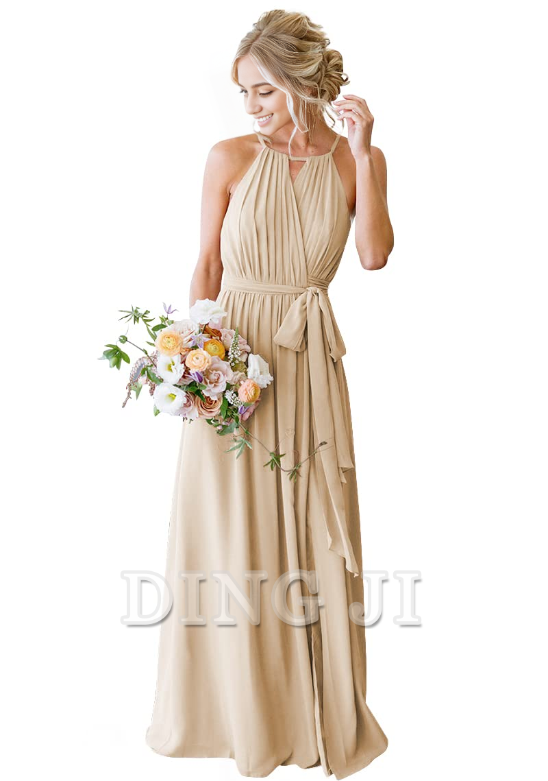 DingJiDress Bridesmaid Dresses A-Line Pleated Elegant Simple Fashion Long Formal Wear Dresses
