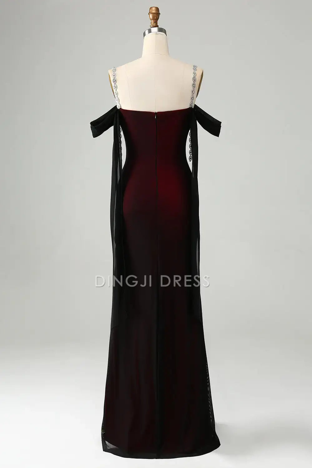 DingJiDress Hot Sale Prom Dress Exquisite Mermaid Cold Shoulder Pleated Beadwork Sparkly Long Formal Dresses