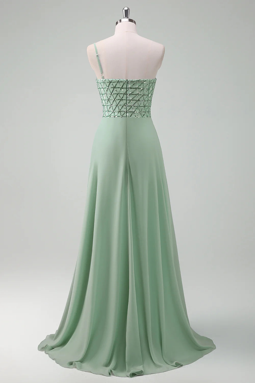 DingJiDress Sparkly Evening Dress Green A Line One Shoulder Floor Length Bridesmaid Dress