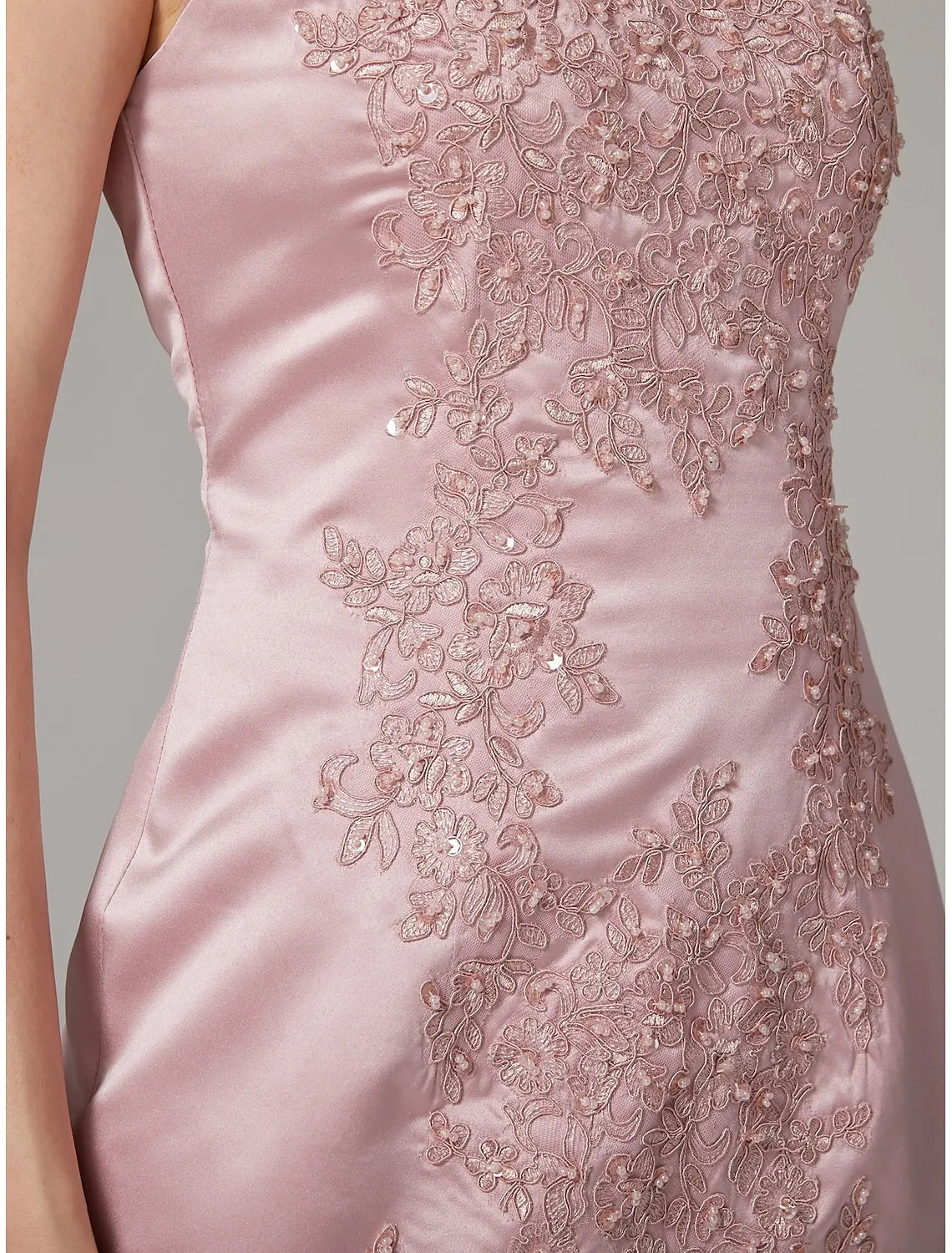 DingJiDress November December Autumn Winter Wedding Guest Dress Sheath / Column Dress Suit Vintage Plus Size Jewel Neck Knee Length Satin Lace 3/4 Length Sleeve Jacket Dresses with Appliques Mother of the Groom / Bride Dresses