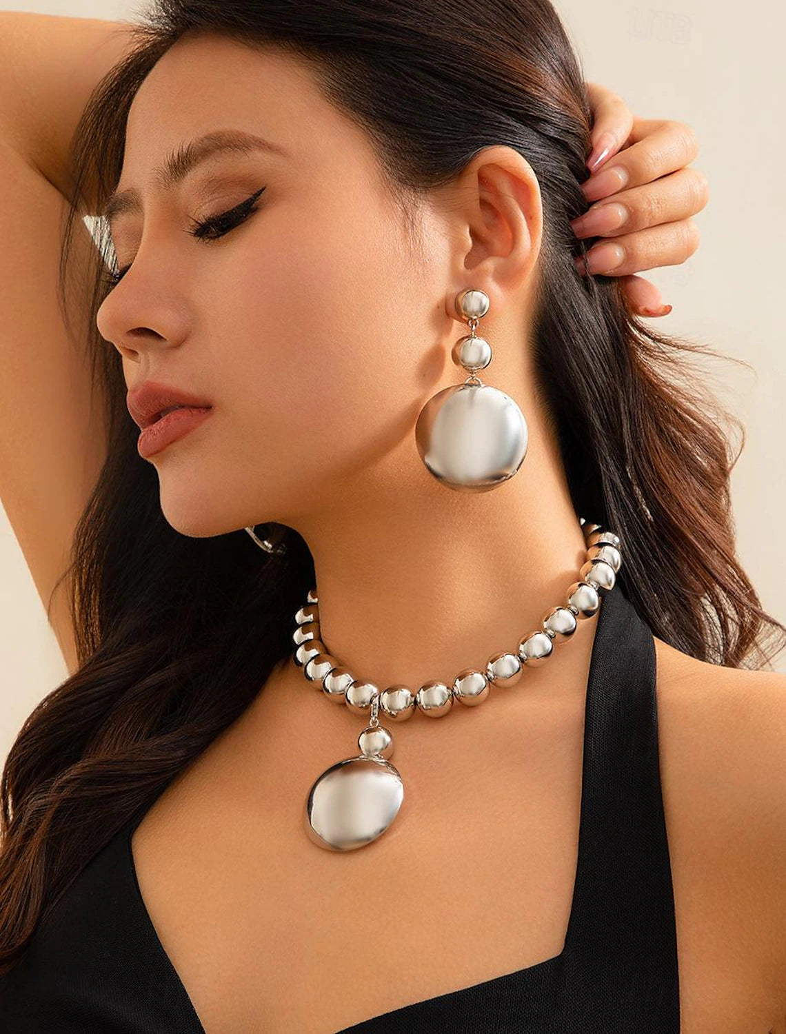 DingJiDress Jewelry Set Two-piece Suit Acrylic 1 Necklace Earrings Women's Vintage Stylish Donuts Jewelry Set For Party Club