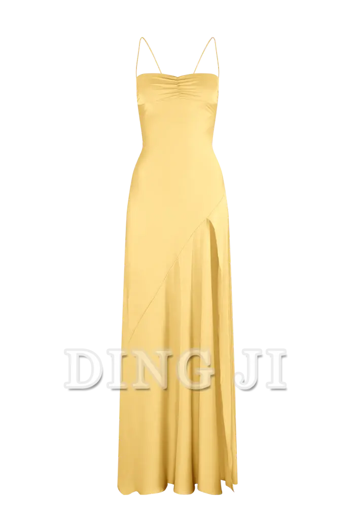 DingJiDress Evening Dress Spaghetti Straps Sheath Long Prom Dresses Side Fork Elegant Simple Formal Women's Dresses Wedding Guest Dresses