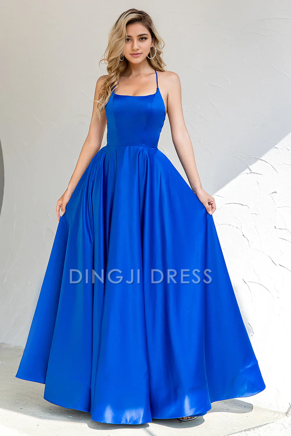 DingJiDress High Quality Dress Elegant A Line Spaghetti Straps Backless Simple Prom Dress