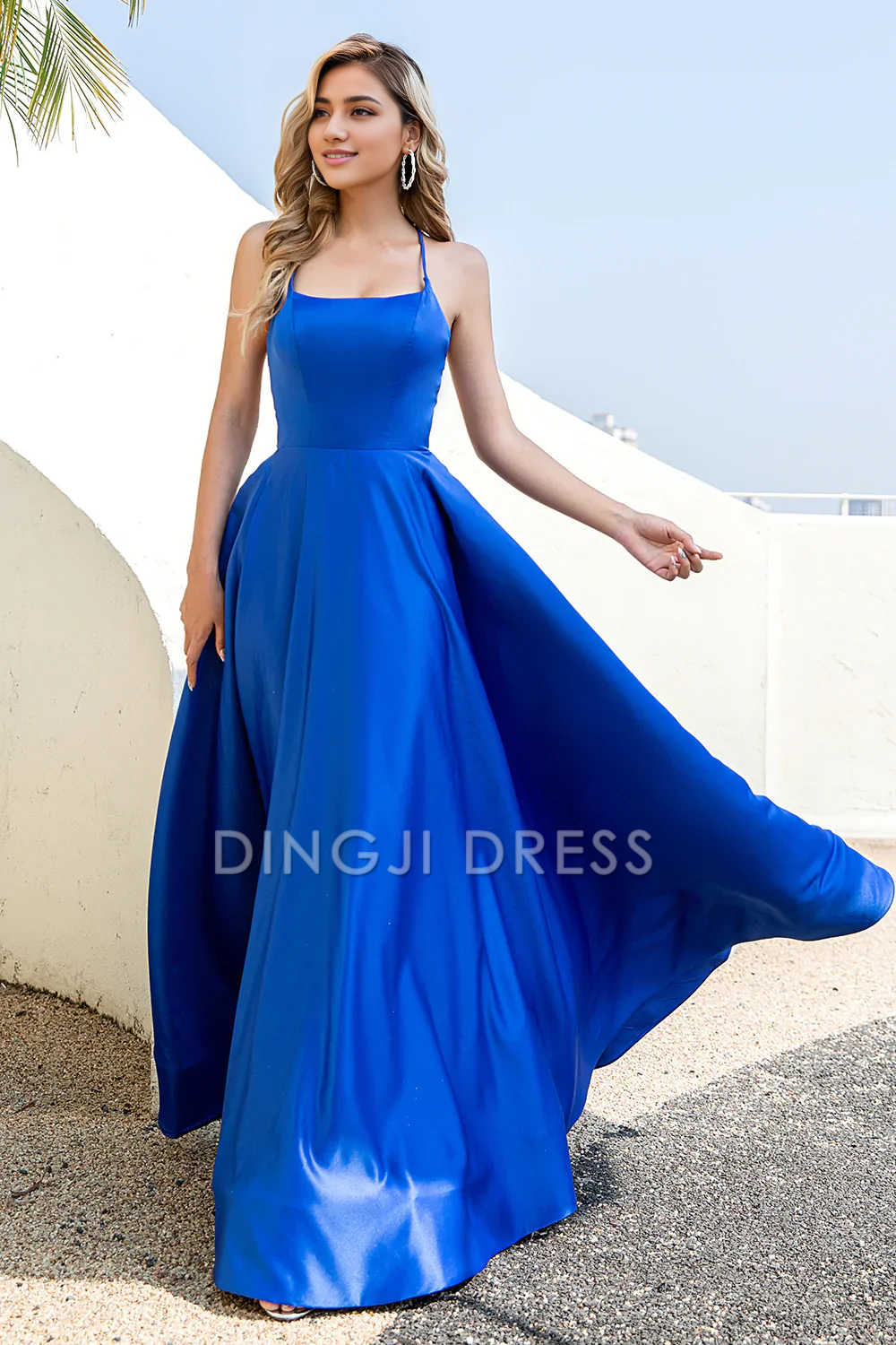 DingJiDress High Quality Dress Elegant A Line Spaghetti Straps Backless Simple Prom Dress