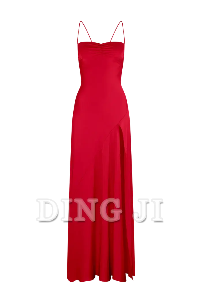 DingJiDress Evening Dress Spaghetti Straps Sheath Long Prom Dresses Side Fork Elegant Simple Formal Women's Dresses Wedding Guest Dresses