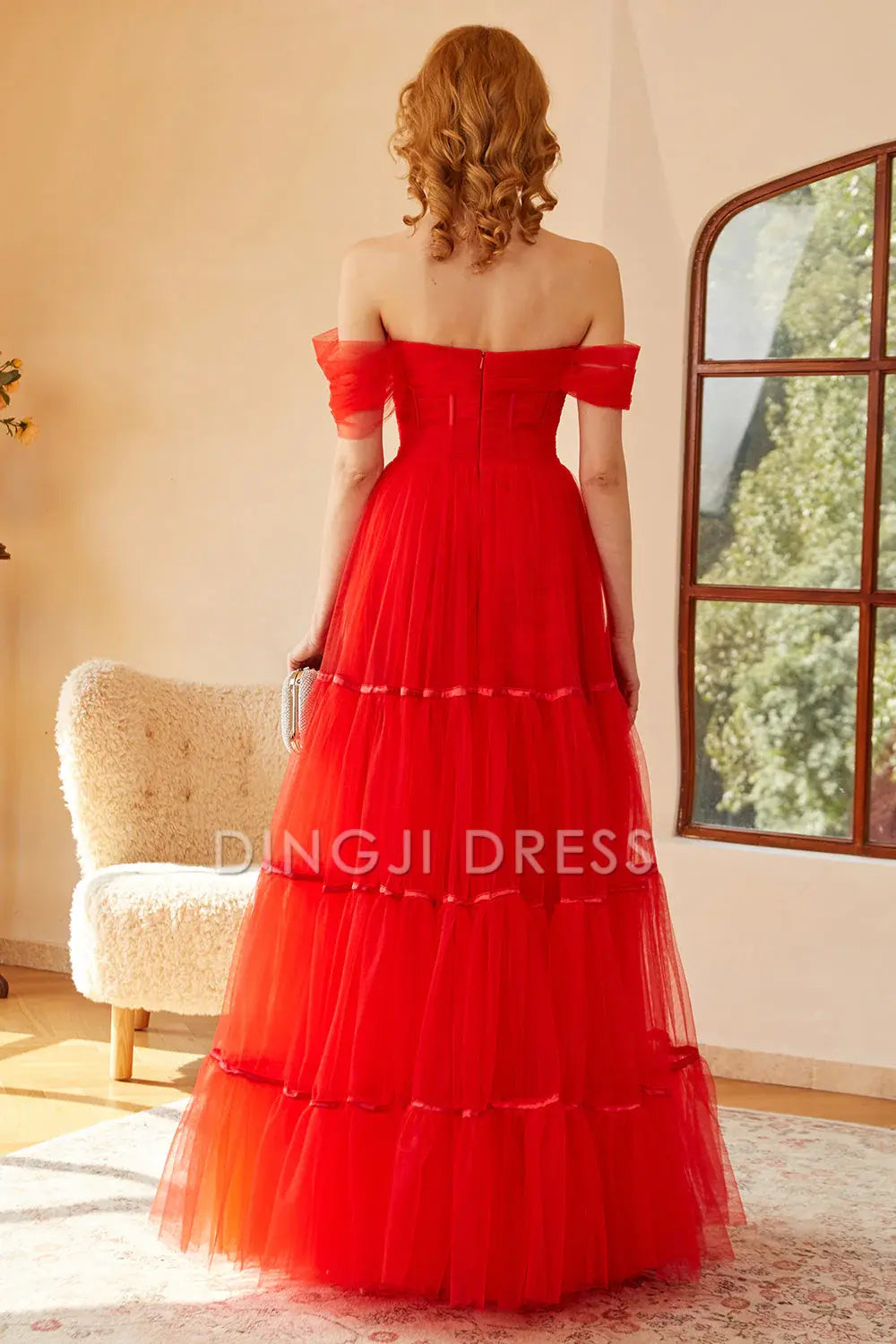 DingJiDress High Quality Dress Evening Dress Elegant A Line Off The Shoulder Sweetheart Pleated Long Prom Dress