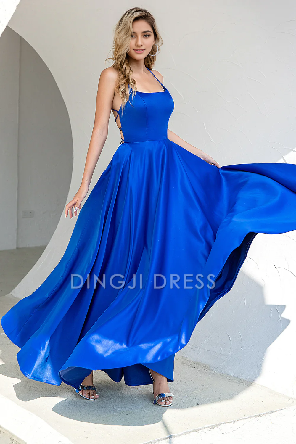 DingJiDress High Quality Dress Elegant A Line Spaghetti Straps Backless Simple Prom Dress
