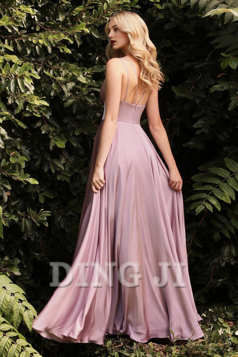 DingJiDress Bridesmaid Dresses Elegant Spaghetti Strap Pleated Side Fork Long Gown Luxury Dresses Wedding Guests Dresses