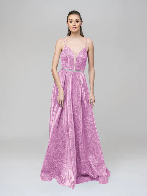 DingJiDress Plunging V Neck Criss Cross Back A Line Prom Dresses