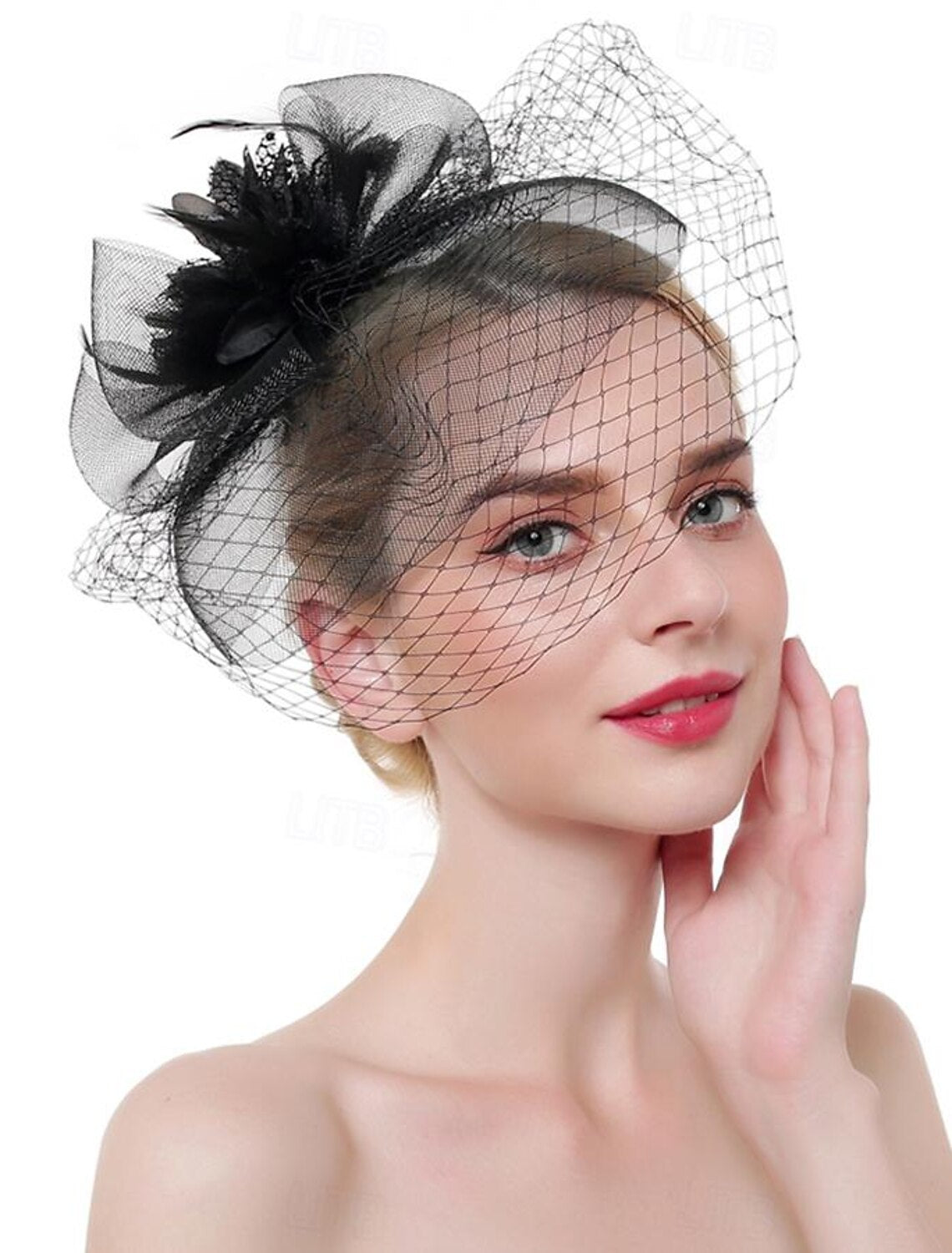 DingJiDress Fascinators Hats Headwear Hat Top Hat Veil Hat Horse Race Cocktail Elegant Vintage With Feather Bows Headpiece