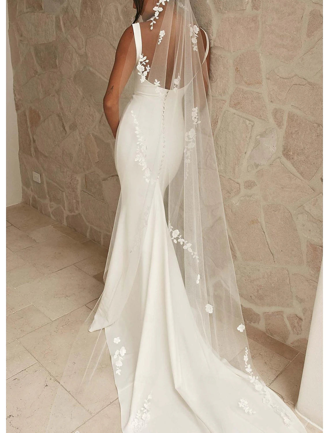 DingJiDress Wedding Dresses Sheath / Column Camisole Spaghetti Strap Court Train Satin Bridal Gowns With Beading