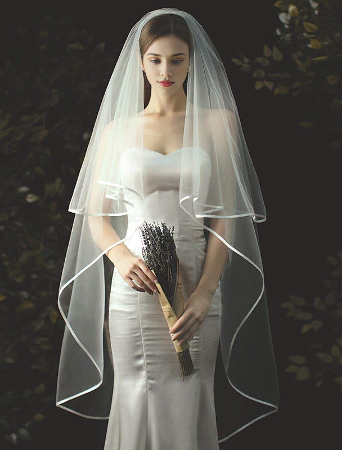 Ding Ji Two-tier Stylish Classic Wedding Veil Chapel Veils Solid Fashion Tulle Veil
