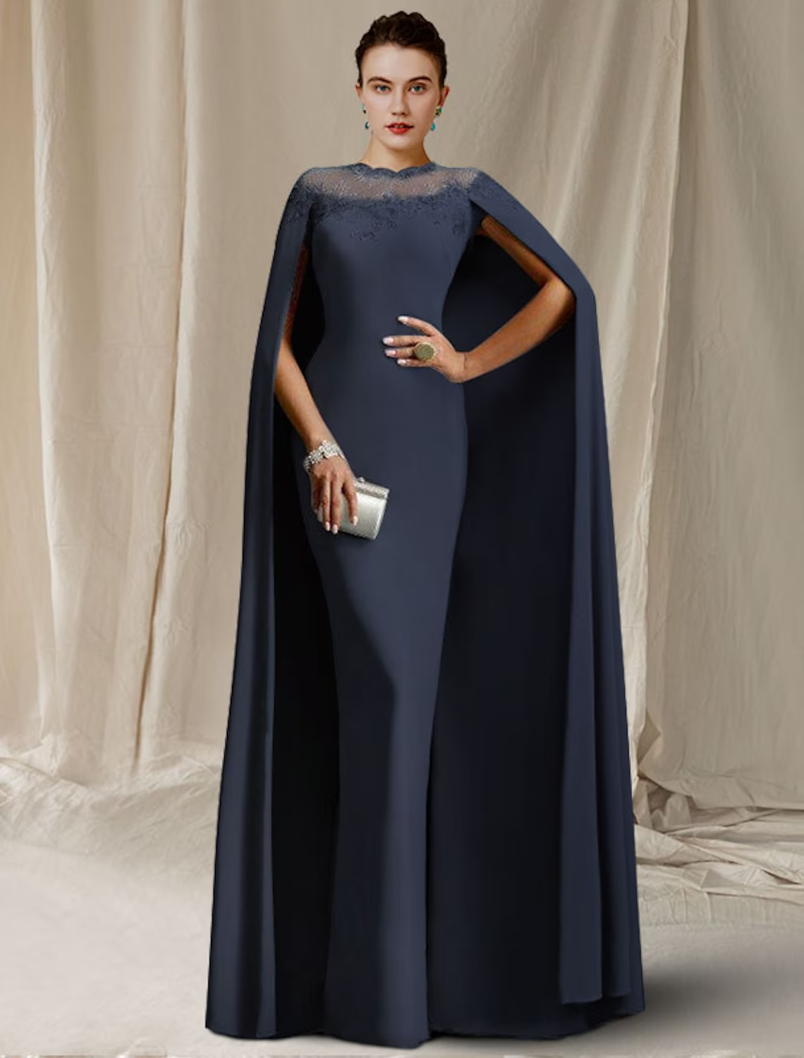 Mother of the Bride Dress Elegant Floor Length Stretch Chiffon Sleeveless Jacket Dresses with Appliques