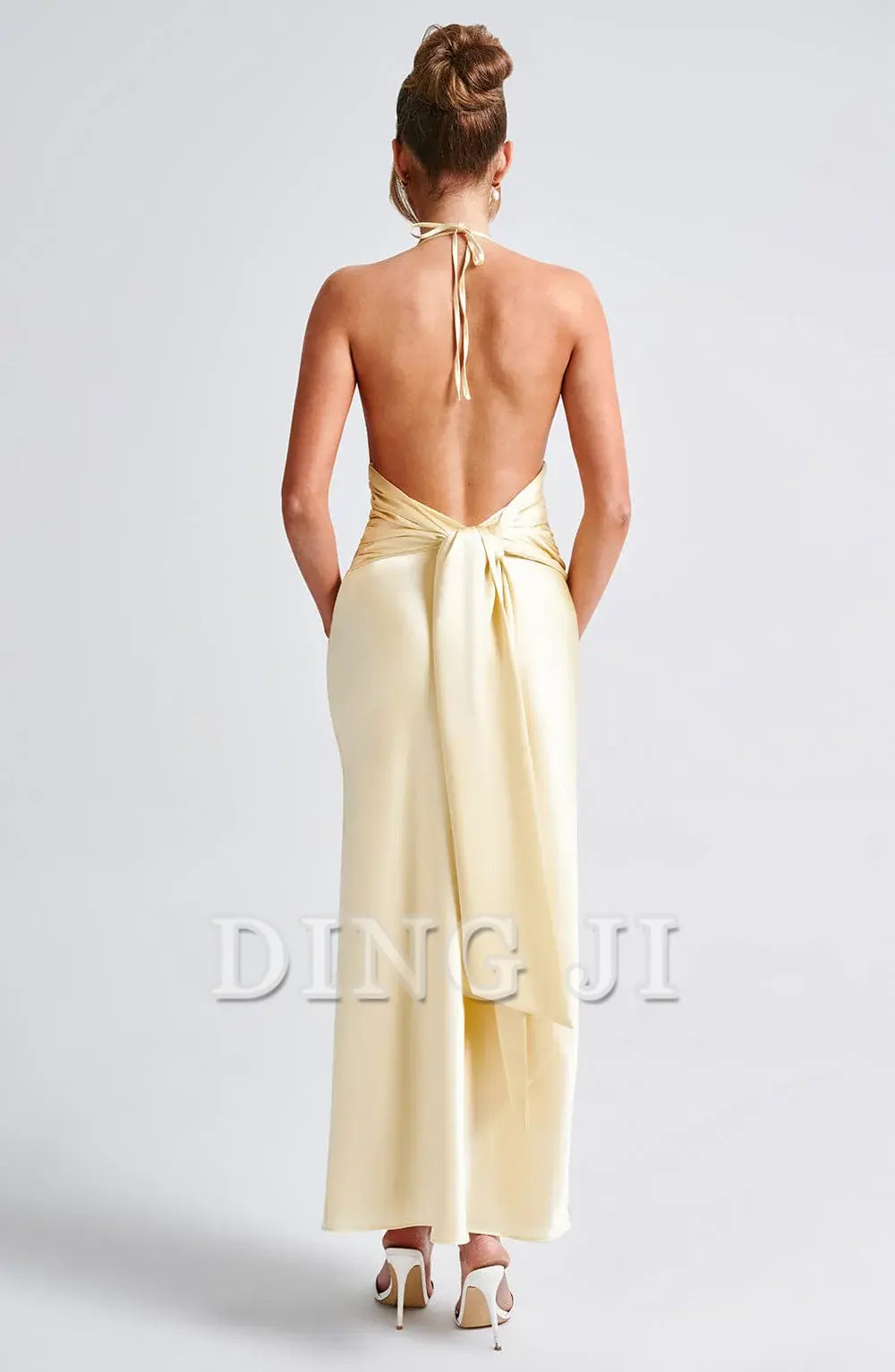DingJiDress Prom Dresses Cowl Neckline Backless Side Fork Sexy Charming Dresses Wedding Guests Dresses