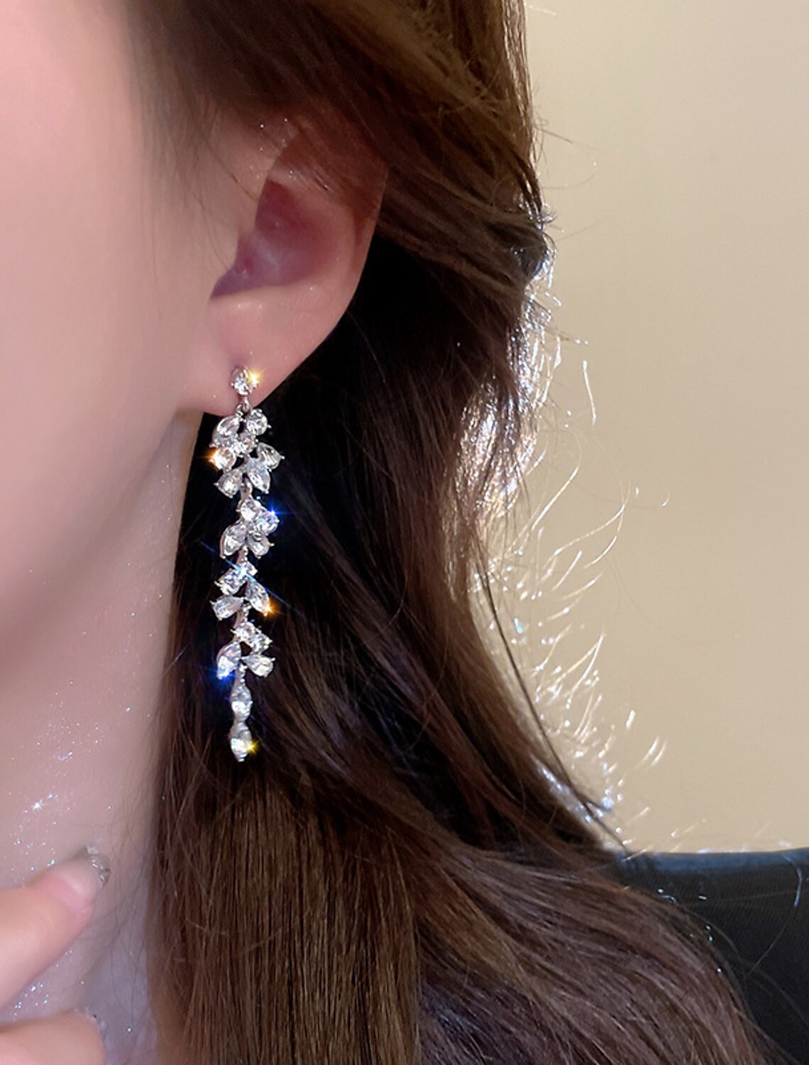 DingJiDress Women's Drop Earrings Jewelry Tassel Fringe Precious Stylish Earrings Jewelry Silver For Wedding Party 1 Pair