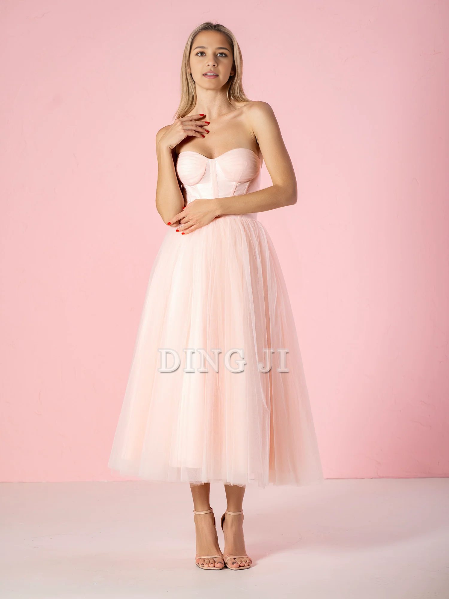 DingJiDress Evening Dress Sweetheart Strapless Puffy Midi Tulle Dress Romantic Atmosphere Formal Women's Dresses Wedding Guest Dresses