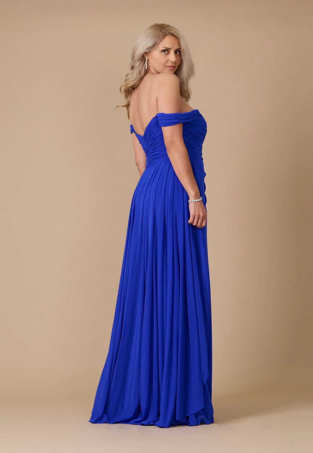 DingJiDress Evening Dress Fashion Off-Shoulder Backless Side Fork Pleated Plus Size Long Mother Of The Bride Dress
