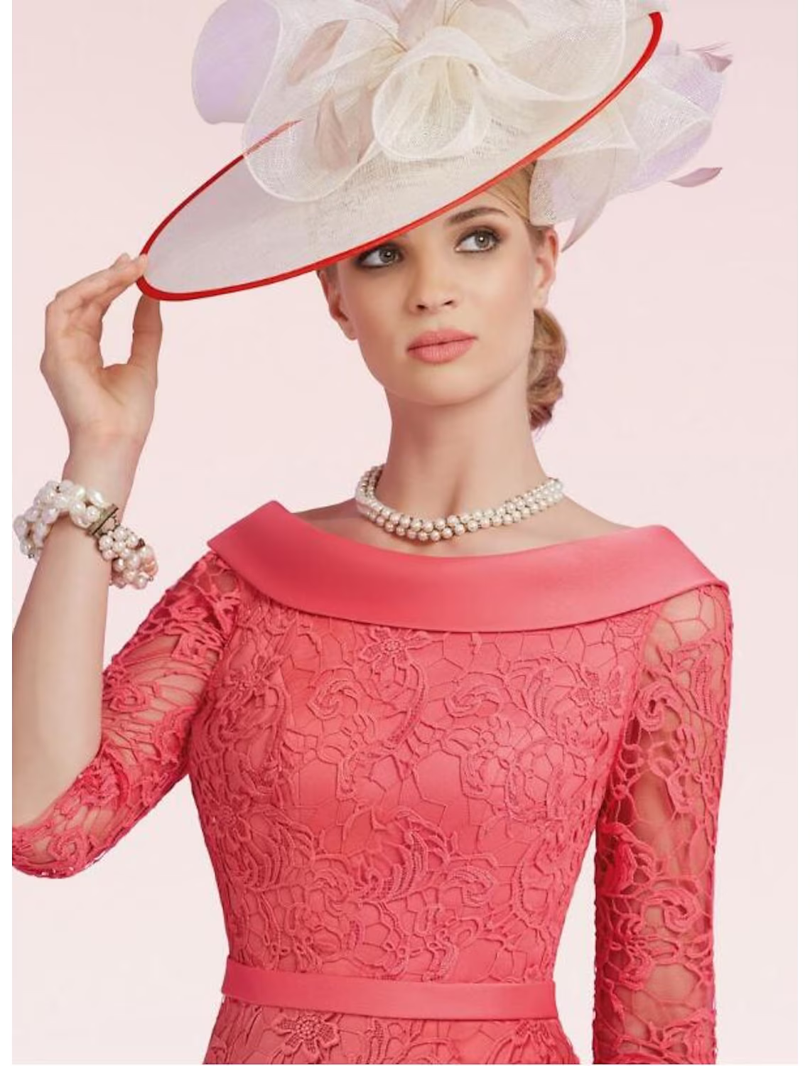 Mother of the Bride Dress Plus Size Neck Knee Length Satin Lace Half Sleeve with Bow(s) Split Front