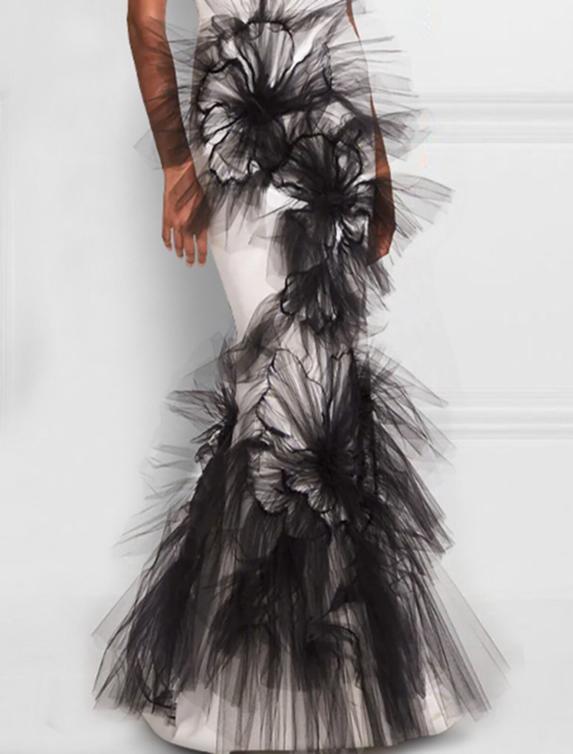 Evening Gown Dress Formal Floor Length Sleeveless V Neck Stretch Fabric with Appliques