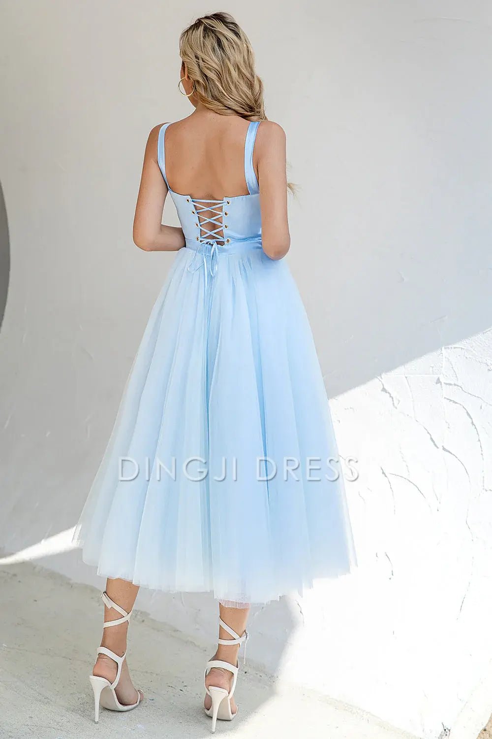 DingJiDress High Quality Dress Elegant A Line Spaghetti Strap Sweetheart Backless Tulle Cocktail Dress Prom Dress