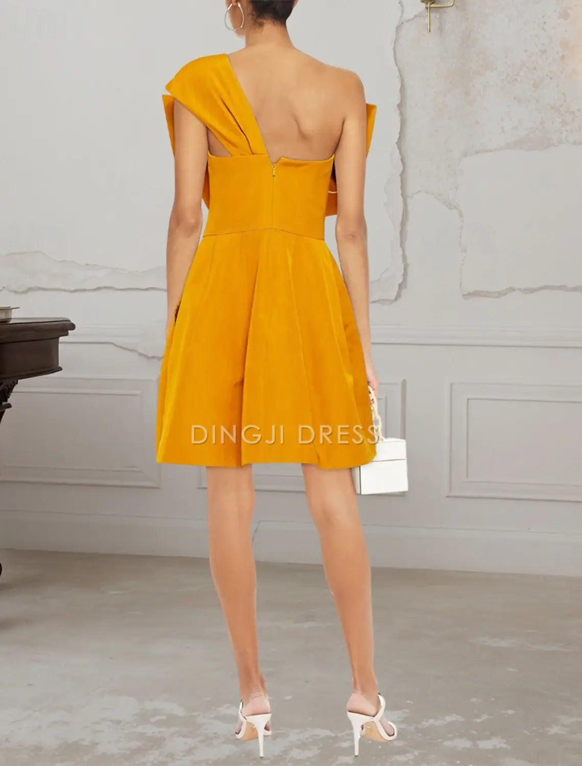 DingJiDress Hot Sale Short Prom Dress High Fashion Ball Gown A-Line Elegant Dress Formal Sleeveless One Shoulder with Bow(s) Unique New Homecoming Dress