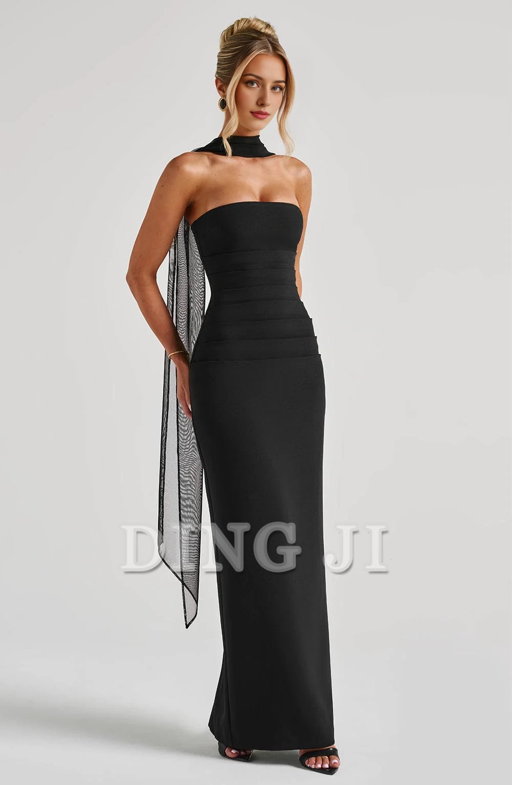 DingJiDress Bridesmaid Dresses Strapless Pleated Split to the Back Cultivate oneself Elegant Dresses Wedding Guests Dresses