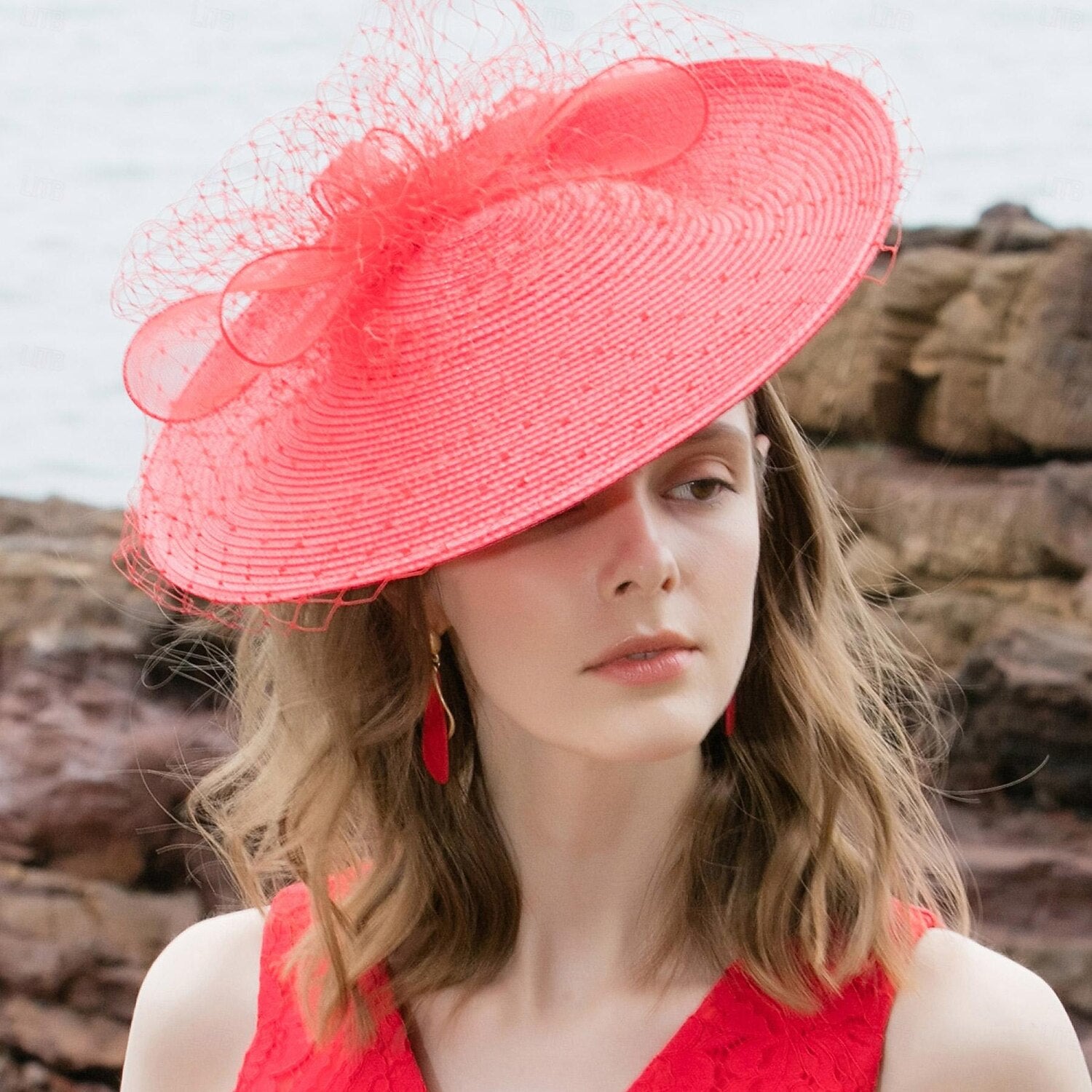 DingJiDress Hats Tulle Hat Top Hat Veil Hat Wedding Tea Party Elegant Retro With Tulle Face Veil Headwear