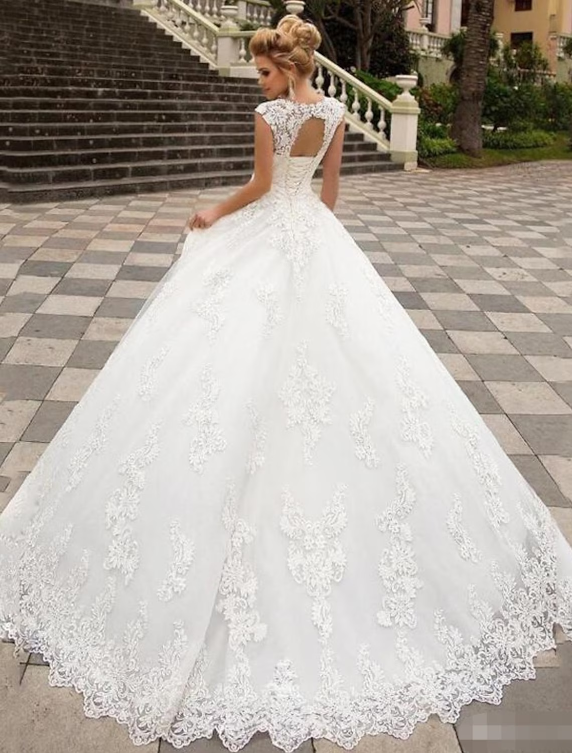 Engagement Open Back Formal Wedding Dresses A-Line Strapless V Neck Lace