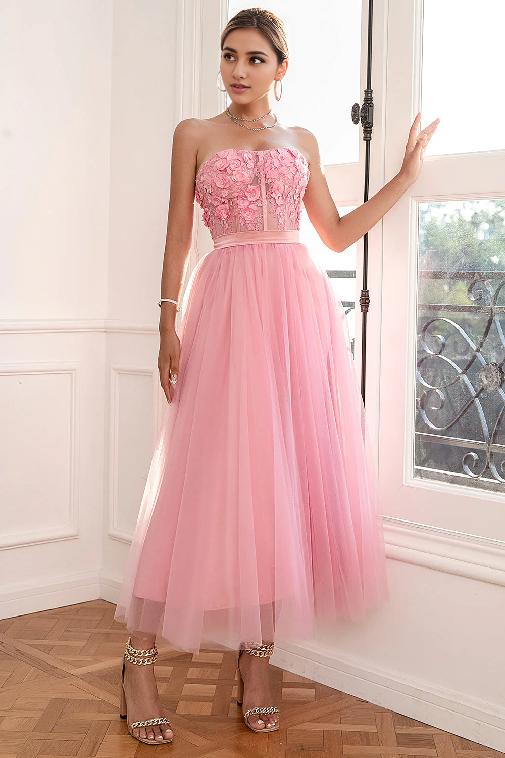 DingJiDress High Quality Dress Gorgeous A Line Strapless With Appliques Backless Fashion Prom Dress
