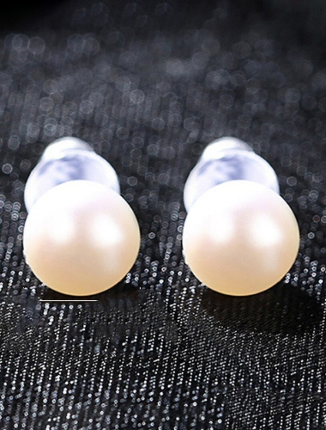 DingJiDress Women's White Pearl Stud Earrings Fine Jewelry Classic Precious Simple S925 Sterling Silver Earrings Jewelry White For Wedding Engagement 1 Pair