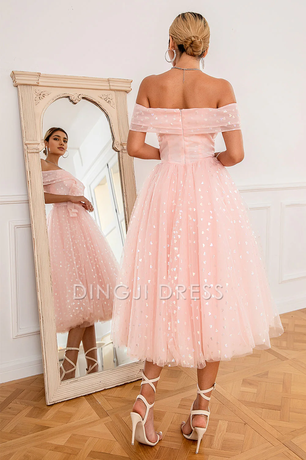 DingJiDress High Quality Dress Fashion Off Shoulder Sweetheart Pleated Sparkle Prom Dress