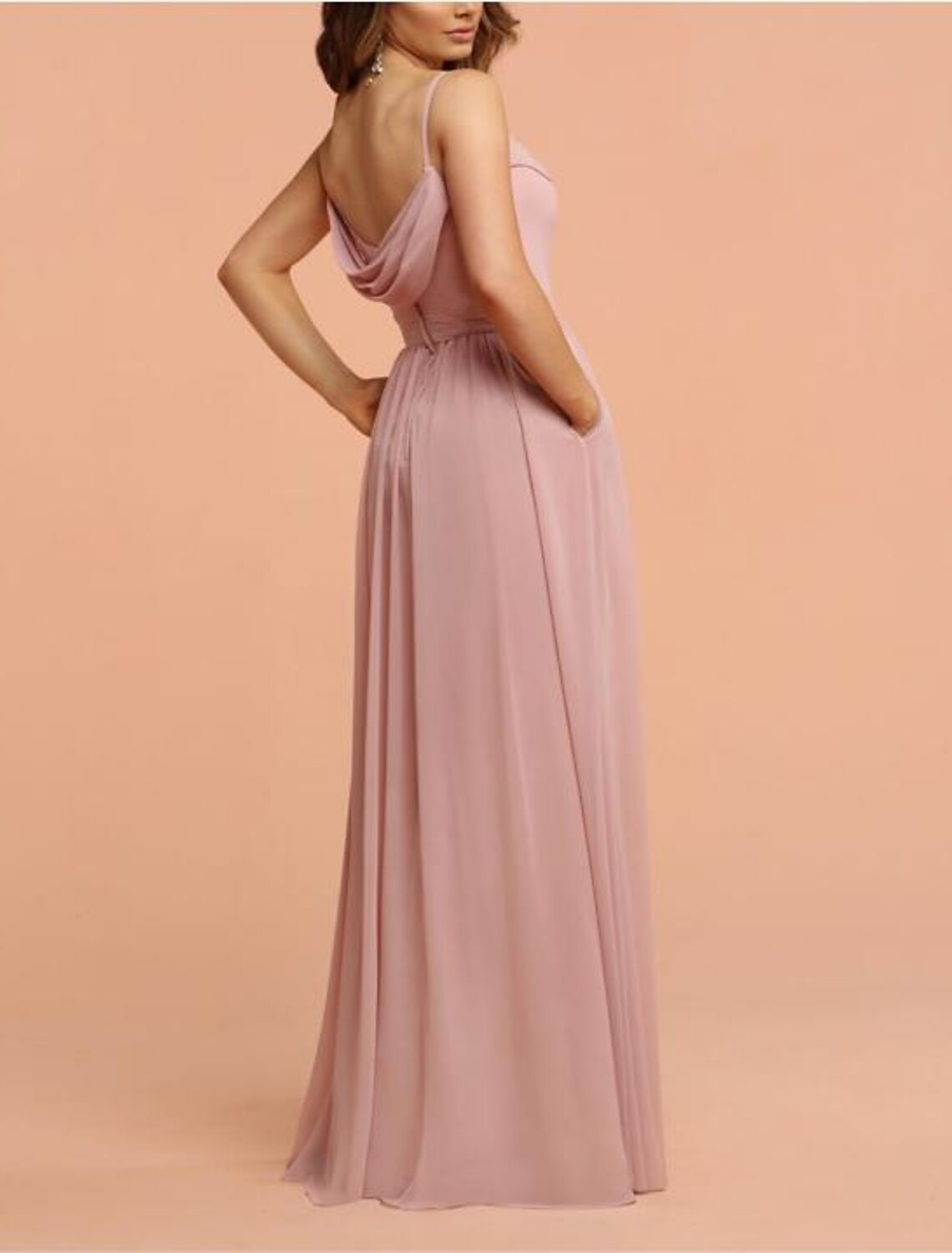 A-Line Bridesmaid Dress Straps / Sweetheart / Spaghetti Strap Sleeveless Elegant Floor Length Chiffon / Shantung with Pleats / Ruffles / Draping