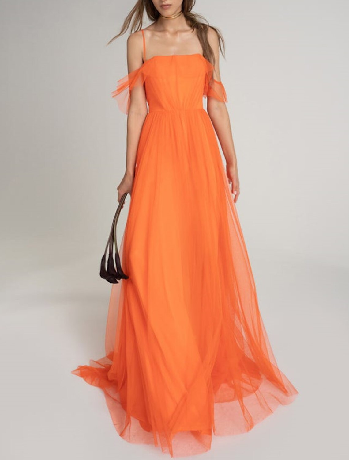 A-Line Bridesmaid Dress Off Shoulder Sleeveless Open Back Court Train Satin / Tulle