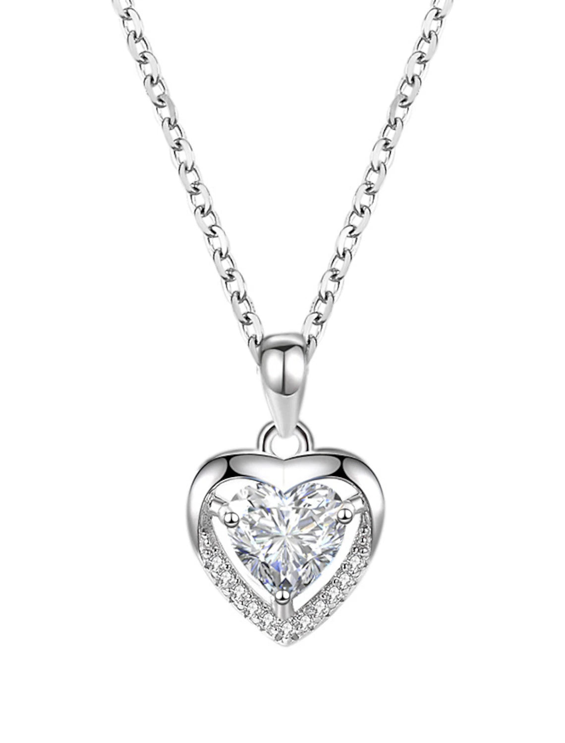 DingJiDress Pendant Rhinestones S925 Sterling Silver Women's Vintage Fashion Artistic Geometrical Heart Heart Shape Necklace For Street Daily
