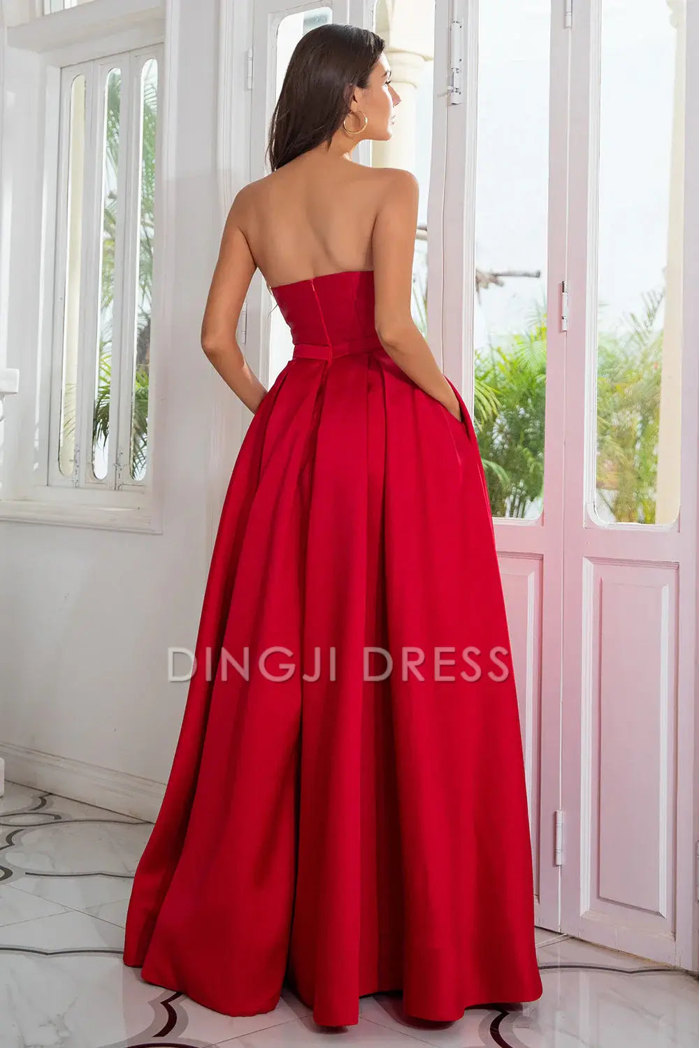 DingJiDress High Quality Dress Elegant A Line Strapless Backless With Split Front Long Prom Dress