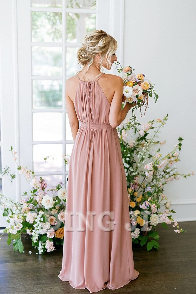 DingJiDress Bridesmaid Dresses A-Line Pleated Elegant Simple Fashion Long Formal Wear Dresses