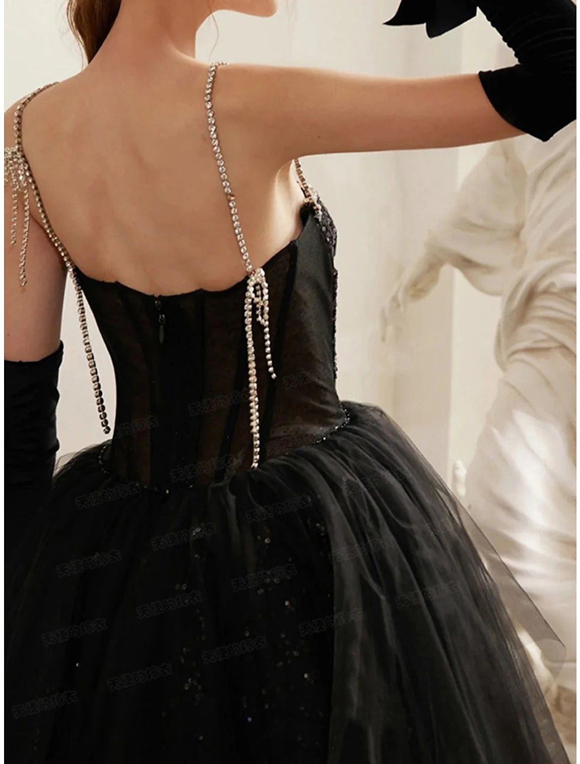 A-Line Evening Gown Black Dress Sparkle & Shine Dress Prom photoshoot Floor Length Sleeveless Strapless Sequined with SequinA-Line Evening Gown Black Dress Sparkle & Shine Dress Prom photoshoot Floor Length Sleeveless Strapless Sequined with Sequin