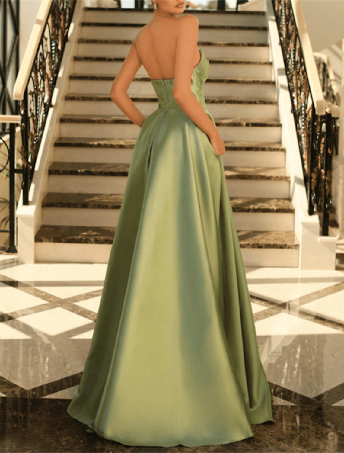 A-Line Evening Gown Elegant Black Dress Formal Masquerade Floor Length Sleeveless Strapless Satin with Ruched