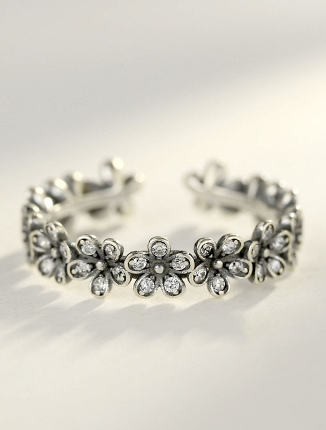 DingJiDress Open Ring Party Silver S925 Sterling Silver Shape Vintage Simple 1PC Zircon