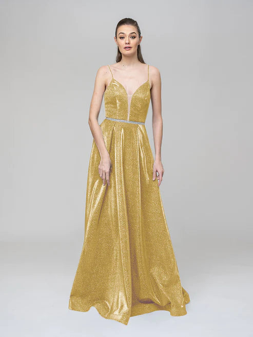 DingJiDress Plunging V Neck Criss Cross Back A Line Prom Dresses