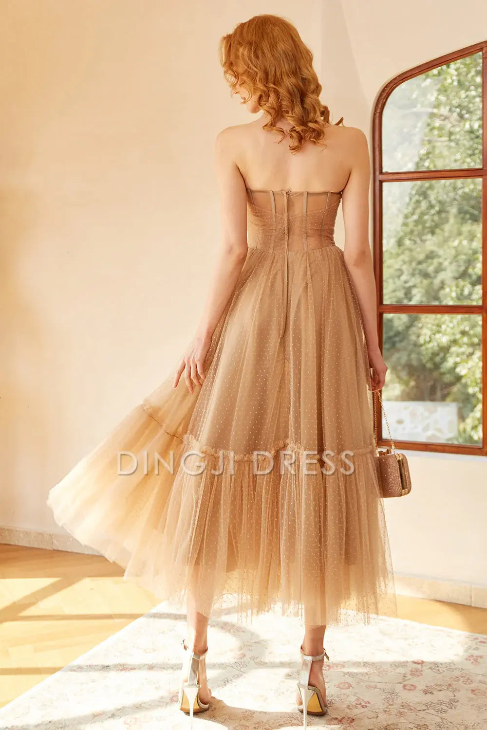 DingJiDress High Quality Dress Elegant Strapless Sweetheart Retro Polka Dots Corset Prom Dress