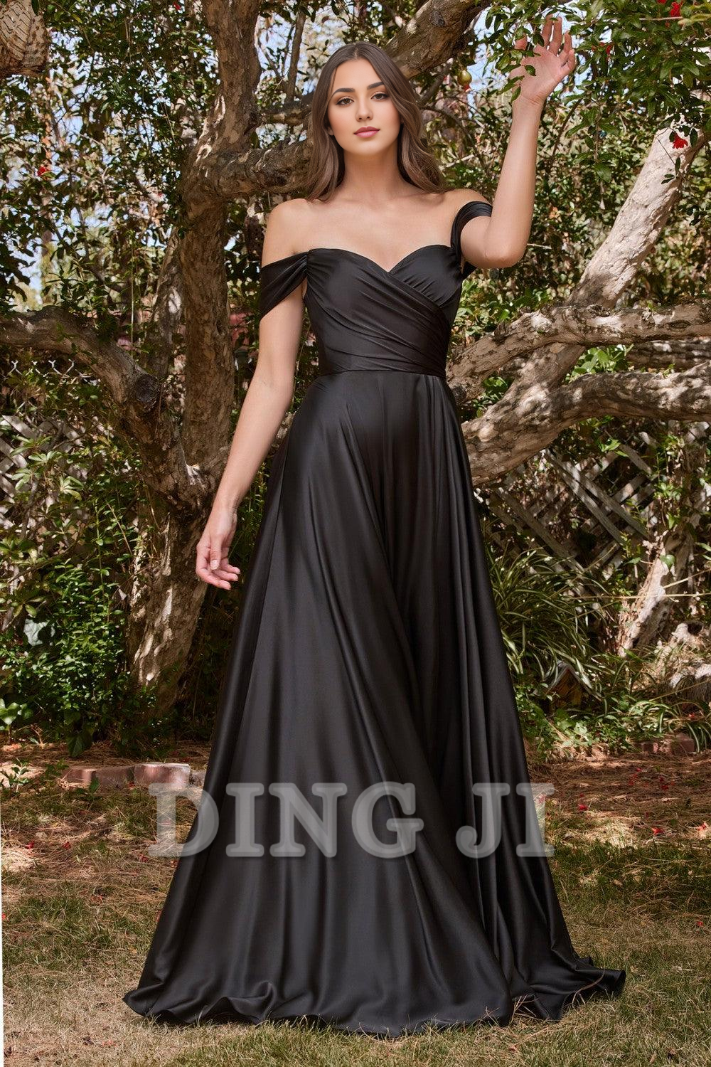 DingJiDress Bridesmaid Dresses Flowy A-line Ruched Bodice Flaunts Sweetheart Neckline Off Shoulder Sleeves Side Fork Plus Size Dress Wedding Guests Dresses