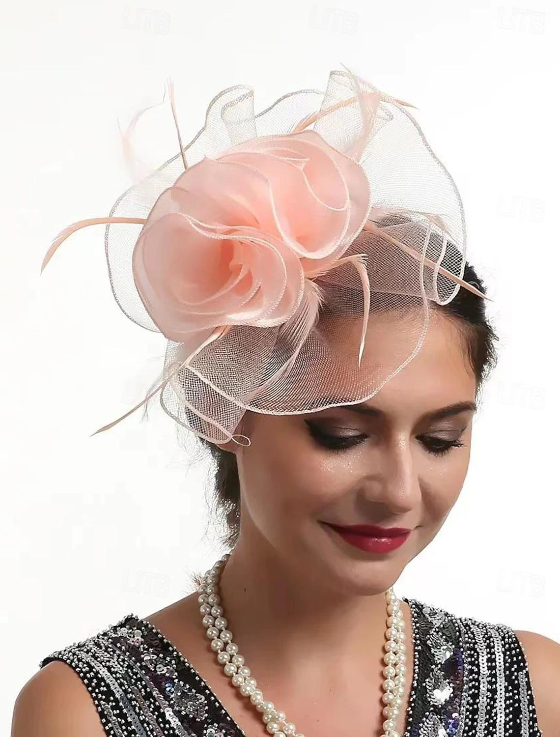 DingJiDress Fascinators Hats Headwear Hat Top Hat Veil Hat Horse Race Cocktail Elegant Vintage With Feather Bows Headpiece Headwear