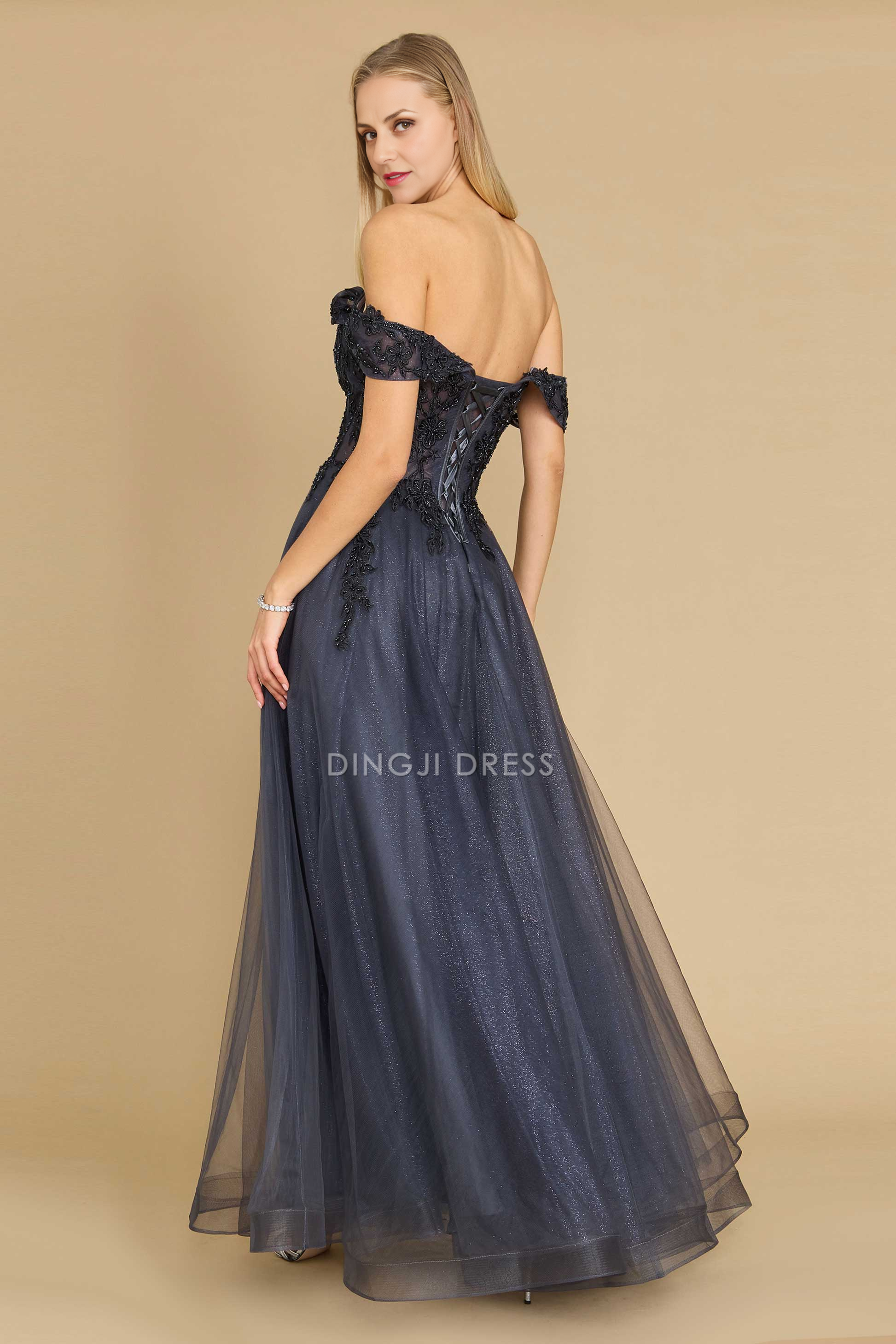 DingJiDress Evening Dress Gorgeous A Line Off Shoulder Sweetheart Neckline Sparkling Elegant Long Mother Of The Bride Dress